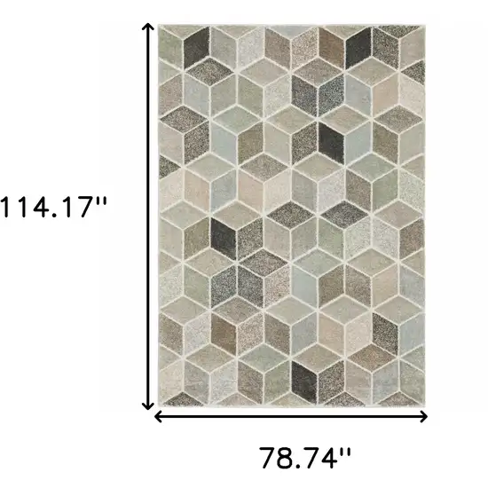 Ivory Gray And Charcoal Geometric Area Rug Photo 9