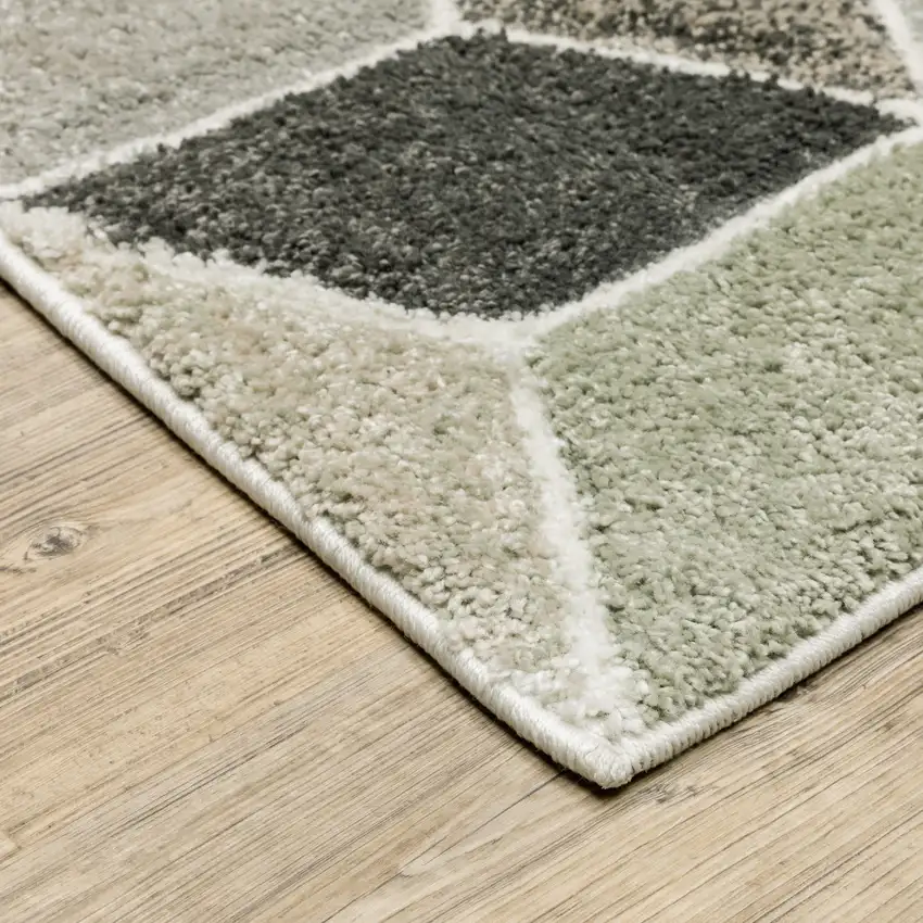 Ivory Gray And Charcoal Geometric Area Rug Photo 3