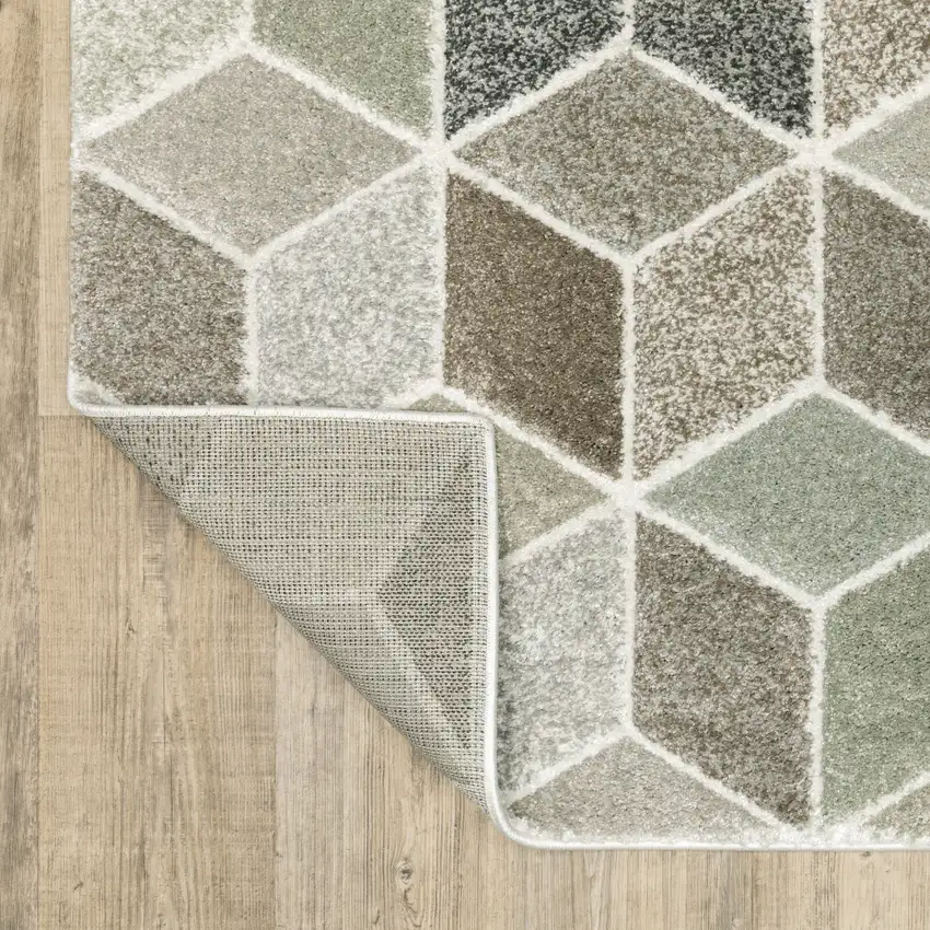 Ivory Gray And Charcoal Geometric Area Rug Photo 6