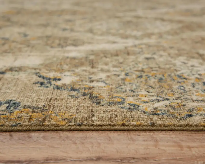 Beige Brown Ivory And Green Wool Oriental Hand Carved Handmade Area Rug Photo 5