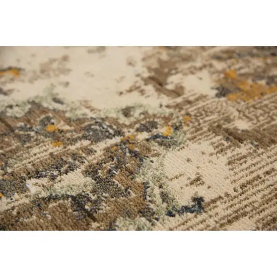 Beige Brown Ivory And Green Wool Oriental Hand Carved Handmade Area Rug Photo 3