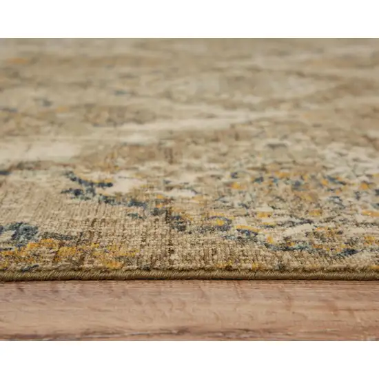 Beige Brown Ivory And Green Wool Oriental Hand Carved Handmade Area Rug Photo 5