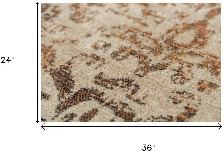 Beige Brown Rust And Red New Zealand Lambs Wool Damask Hand Carved Handmade Area Rug Photo 6