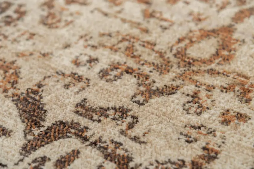 Beige Brown Rust And Red New Zealand Lambs Wool Damask Hand Carved Handmade Area Rug Photo 1