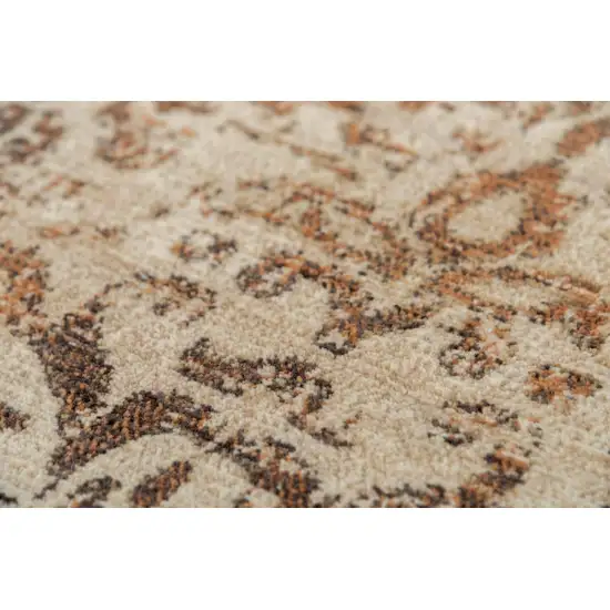 Beige Brown Rust And Red New Zealand Lambs Wool Damask Hand Carved Handmade Area Rug Photo 1