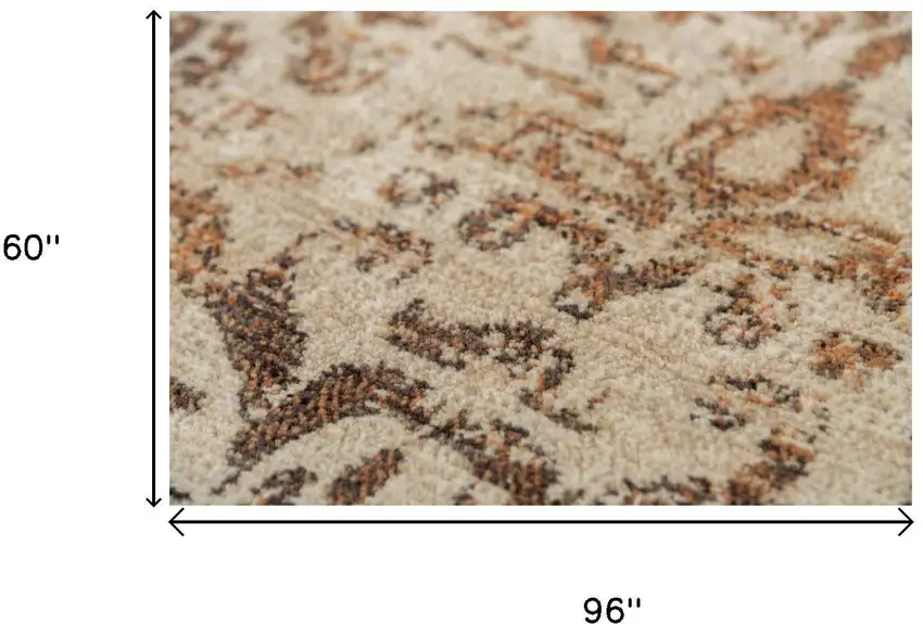 Beige Brown Rust And Red New Zealand Lambs Wool Damask Hand Carved Handmade Area Rug Photo 6