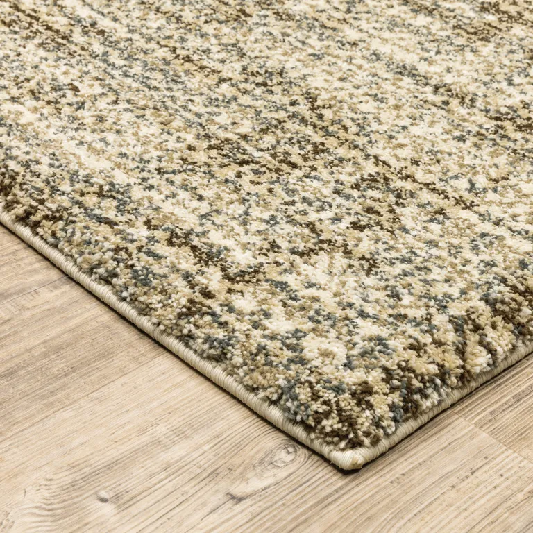 Beige Brown Tan And Blue Green Abstract Power Loom Stain Resistant Area Rug Photo 5