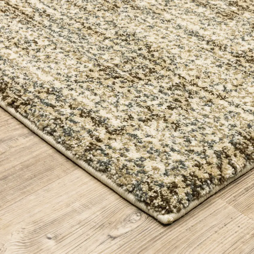3' X 5' Beige Brown Tan And Blue Green Abstract Power Loom Stain Resistant Area Rug Photo 4