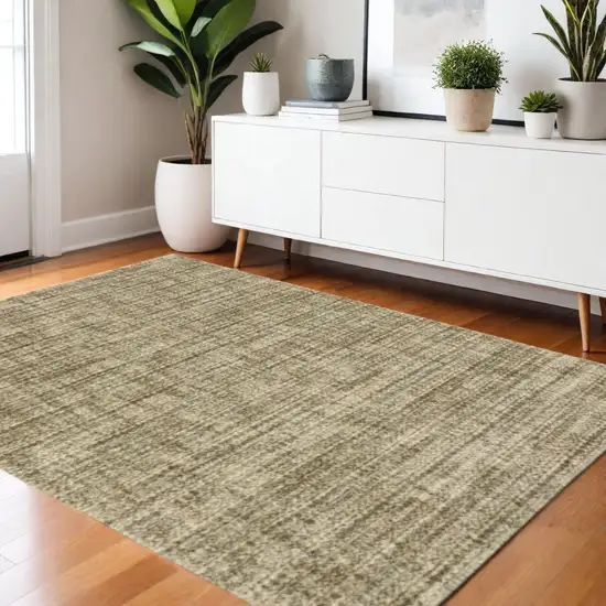 3' X 5' Beige Brown Tan And Blue Green Abstract Power Loom Stain Resistant Area Rug Photo 1