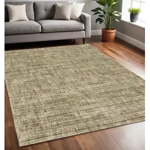 Photo of Beige Brown Tan And Blue Green Abstract Power Loom Stain Resistant Area Rug