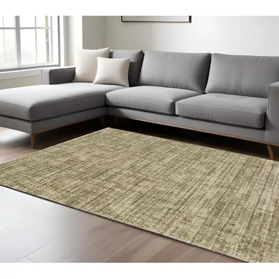 Beige Brown Tan And Blue Green Abstract Power Loom Stain Resistant Area Rug Photo 1