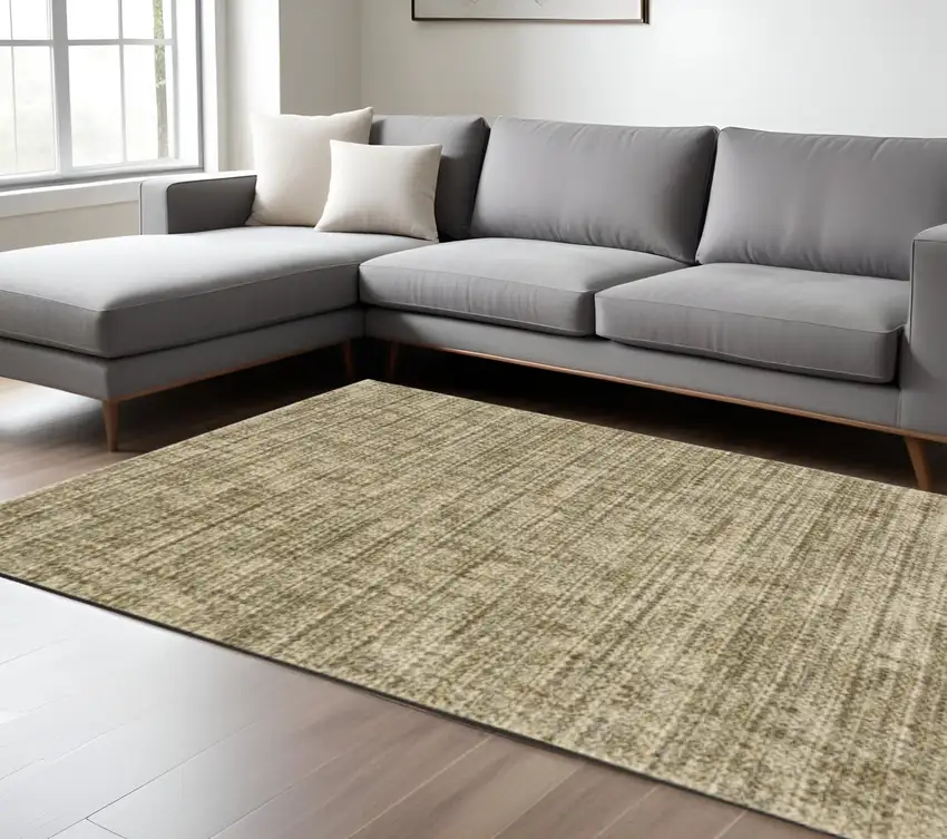 Beige Brown Tan And Blue Green Abstract Power Loom Stain Resistant Area Rug Photo 1
