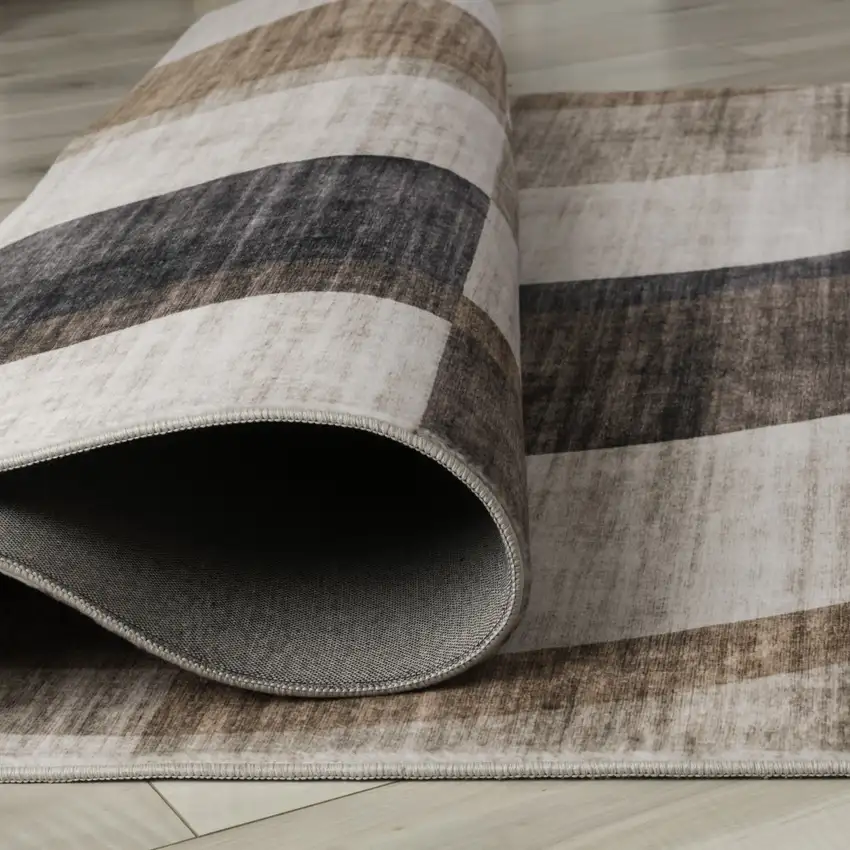 Beige Brown and Gray Checkered Area Rug Photo 3