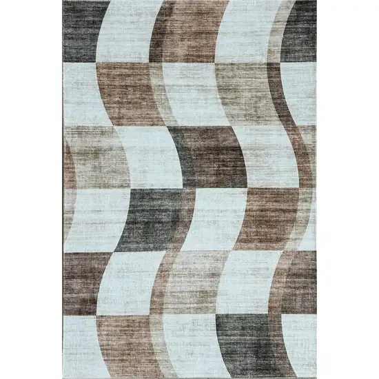 Beige Brown and Gray Checkered Area Rug Photo 9