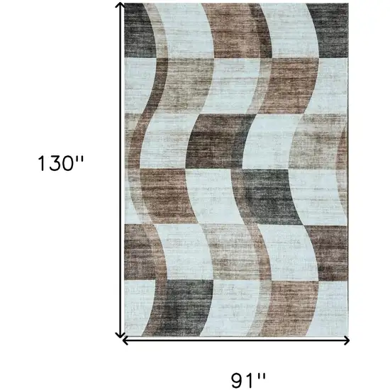 Beige Brown and Gray Checkered Area Rug Photo 6