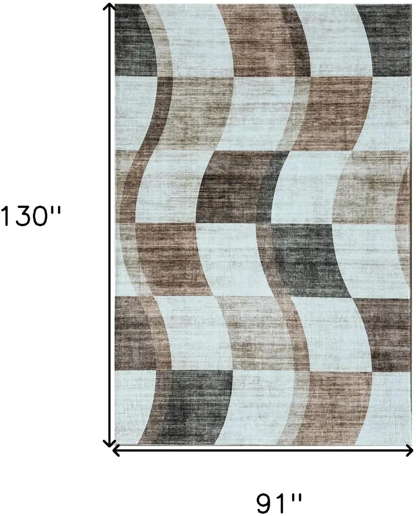 Beige Brown and Gray Checkered Area Rug Photo 6