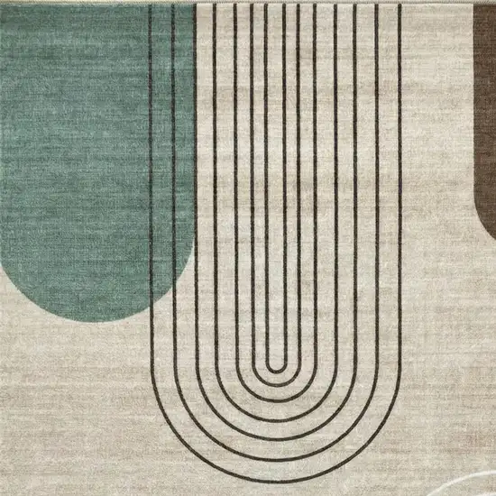 Beige Brown and Green Abstract Area Rug Photo 2