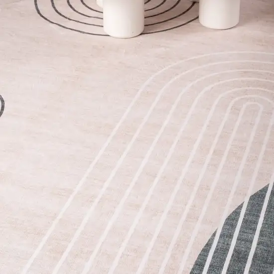 Beige Brown and Green Abstract Area Rug Photo 8