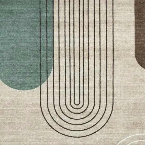 Beige Brown and Green Abstract Area Rug Photo 2