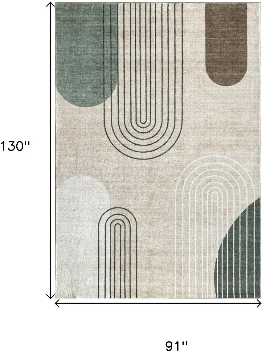 Beige Brown and Green Abstract Area Rug Photo 3