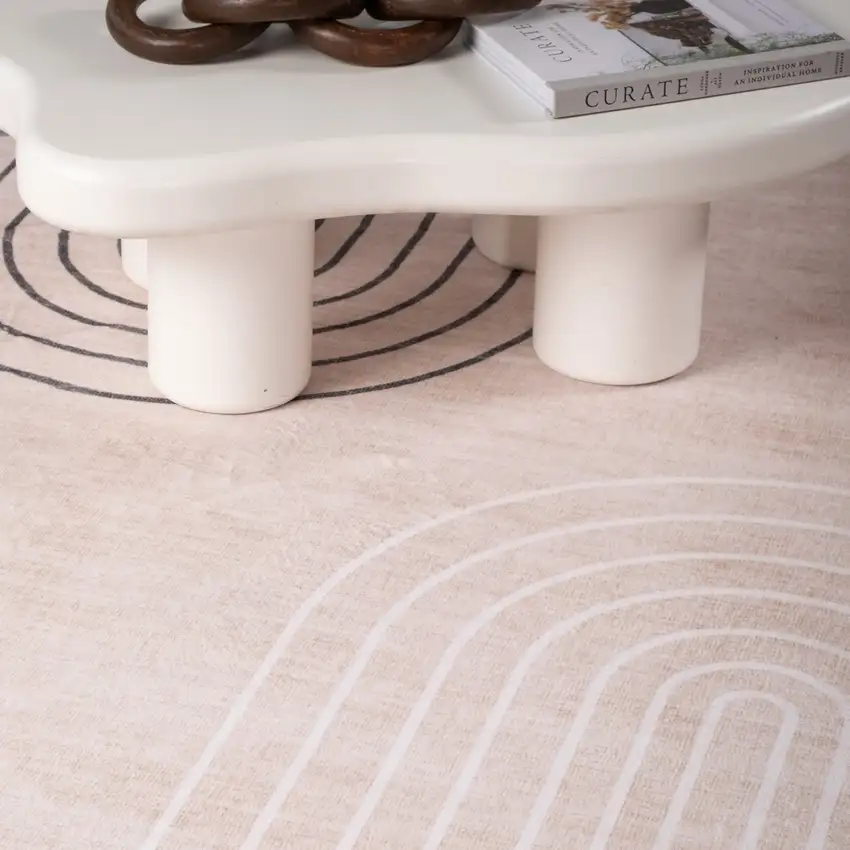 Beige Brown and Green Abstract Area Rug Photo 6