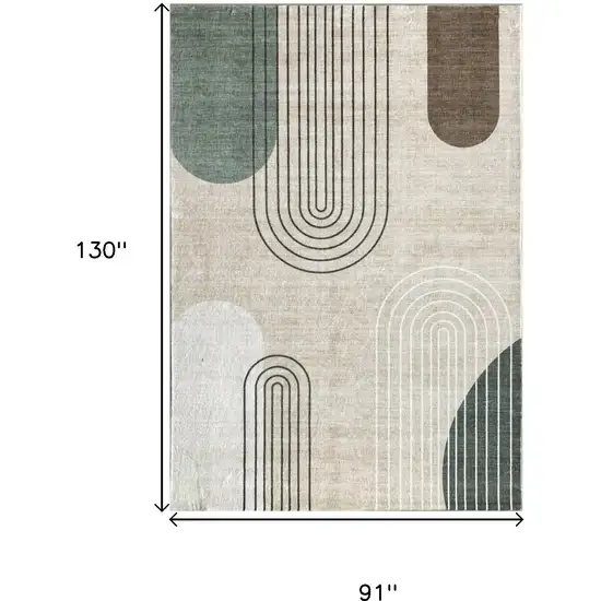 Beige Brown and Green Abstract Area Rug Photo 3