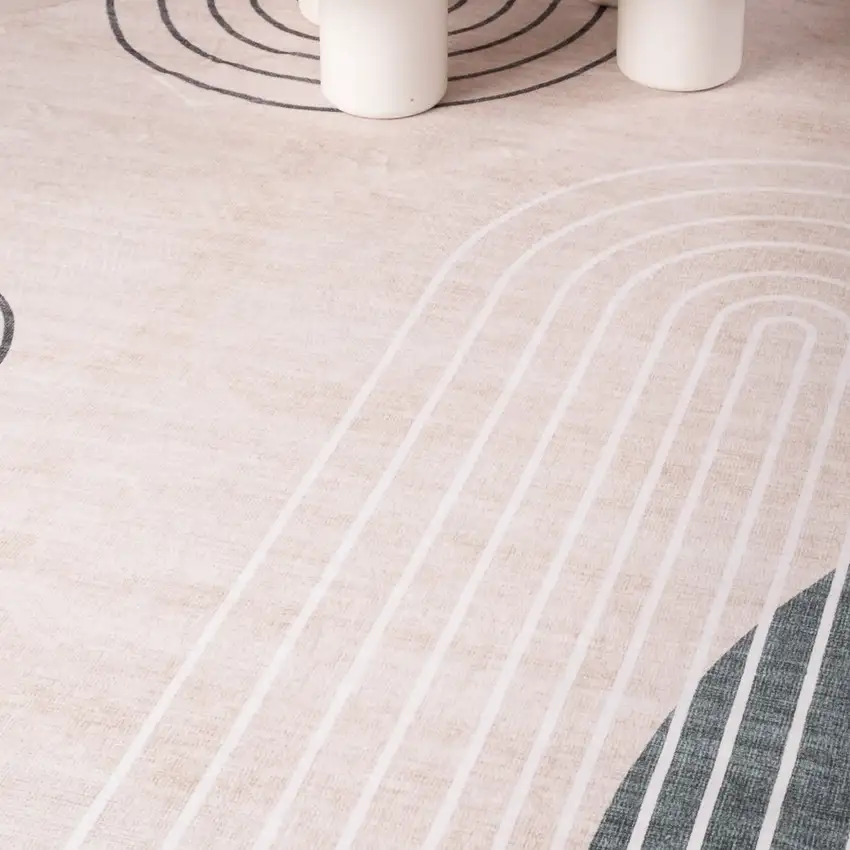 Beige Brown and Green Abstract Area Rug Photo 7