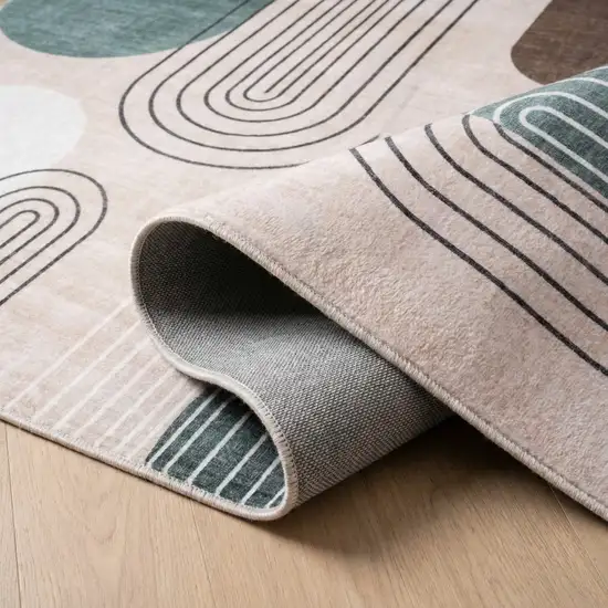 Beige Brown and Green Abstract Area Rug Photo 8