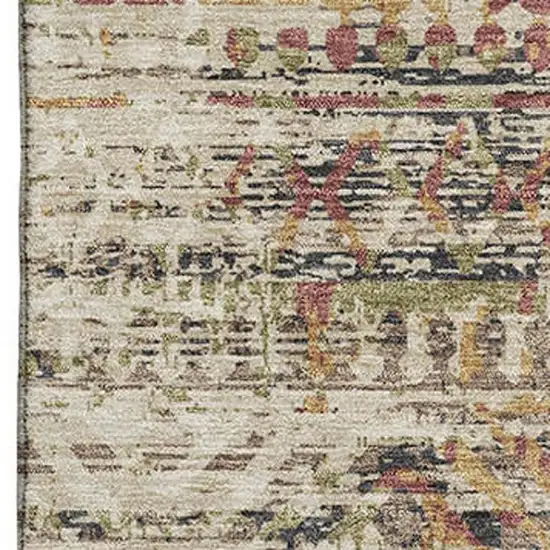 Beige Charcoal And Copper Moroccan Washable Area Rug With UV Protection Photo 3