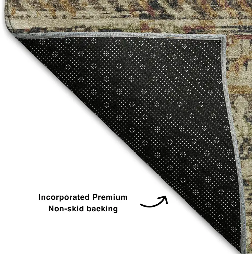 Beige Charcoal And Copper Moroccan Washable Area Rug With UV Protection Photo 7