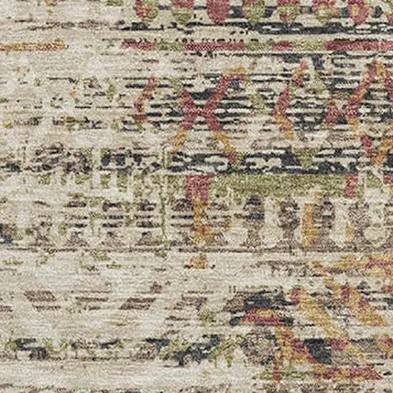 Beige Charcoal And Copper Moroccan Washable Area Rug With UV Protection Photo 3