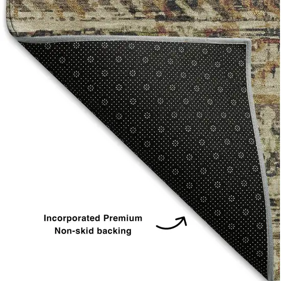 Beige Charcoal And Copper Moroccan Washable Area Rug With UV Protection Photo 7