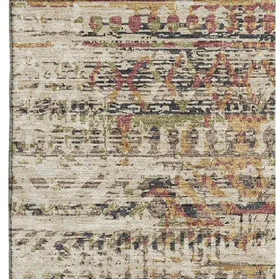 Beige Charcoal And Copper Moroccan Washable Area Rug With UV Protection Photo 3