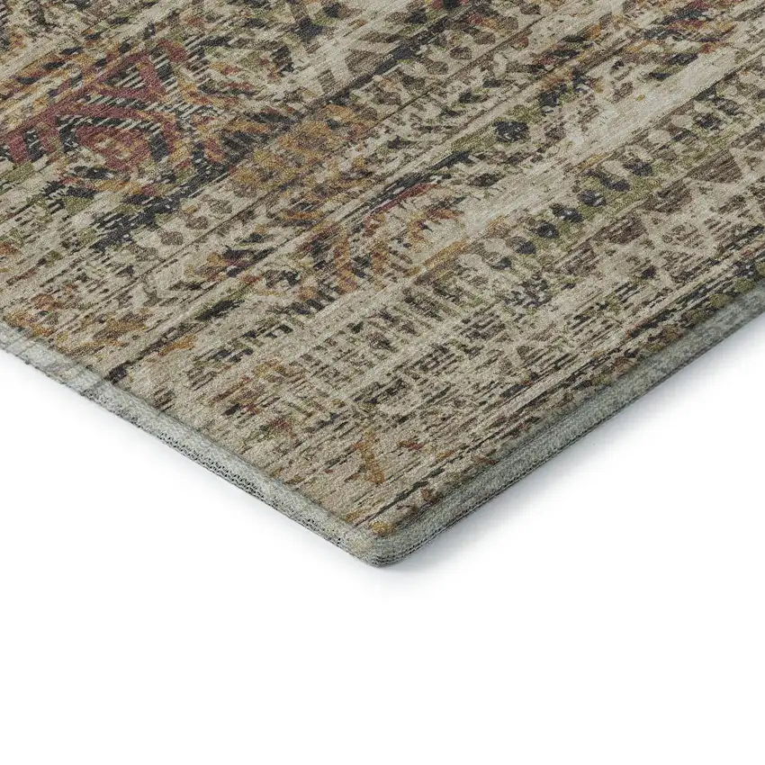 Beige Charcoal And Copper Moroccan Washable Area Rug With UV Protection Photo 8