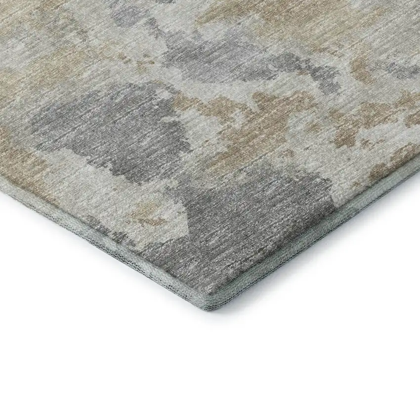 Beige Charcoal And Gray Abstract Washable Indoor Outdoor Area Rug Photo 5