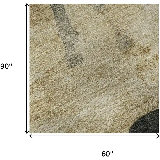 Beige Charcoal And Gray Animal Print Washable Area Rug With UV Protection Photo 8