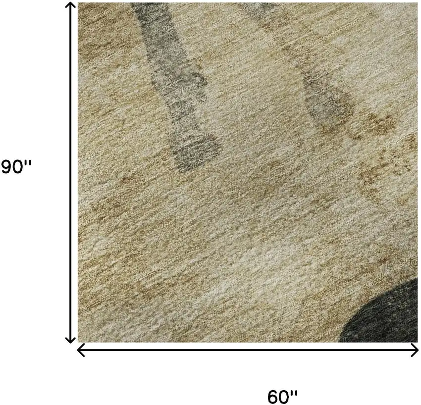 Beige Charcoal And Gray Animal Print Washable Area Rug With UV Protection Photo 8