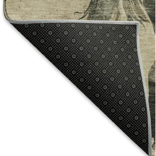 Beige Charcoal And Gray Animal Print Washable Area Rug With UV Protection Photo 5