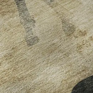 Photo of Beige Charcoal And Gray Animal Print Washable Area Rug With UV Protection