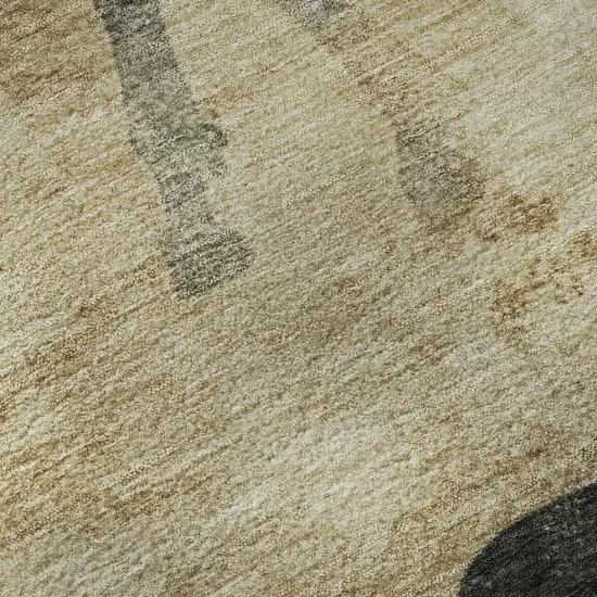 Beige Charcoal And Gray Animal Print Washable Area Rug With UV Protection Photo 1