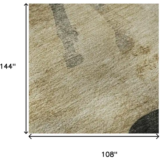 Beige Charcoal And Gray Animal Print Washable Area Rug With UV Protection Photo 8