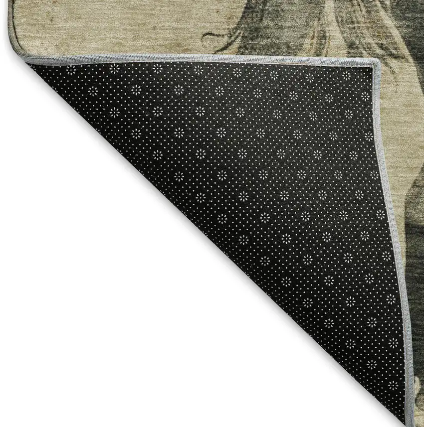 Beige Charcoal And Gray Animal Print Washable Area Rug With UV Protection Photo 5