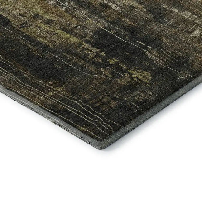 Beige Charcoal And Ivory Abstract Washable Area Rug With UV Protection Photo 5