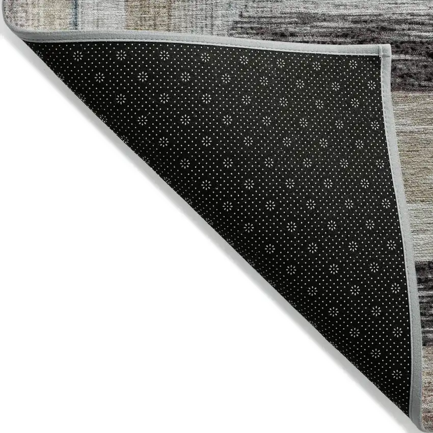 Beige Charcoal And Ivory Geometric Washable Indoor Outdoor Area Rug Photo 5