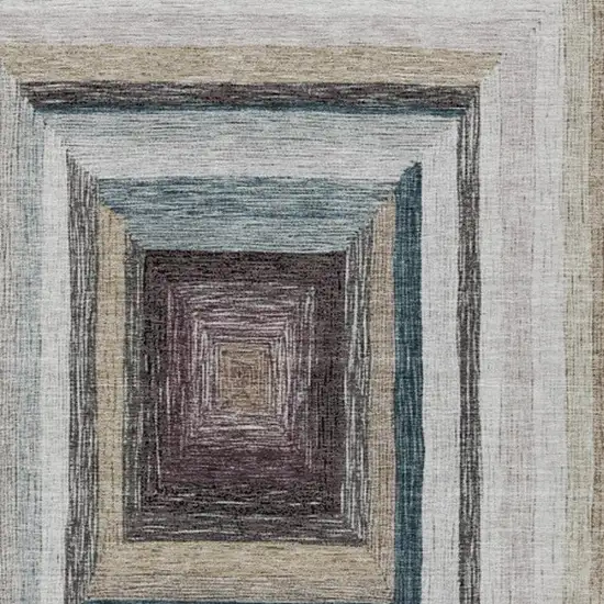 Beige Charcoal And Ivory Geometric Washable Indoor Outdoor Area Rug Photo 4