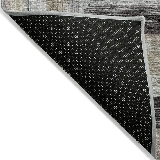 Beige Charcoal And Ivory Geometric Washable Indoor Outdoor Area Rug Photo 6