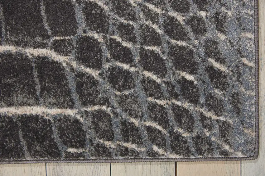 Beige Charcoal and Cream Animal Print Distressed Area Rug Photo 4