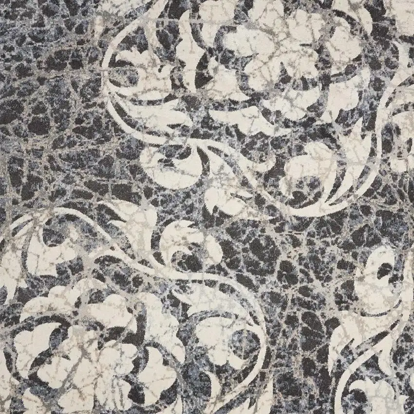 Beige Charcoal and Cream Animal Print Distressed Non Skid Area Rug Photo 5