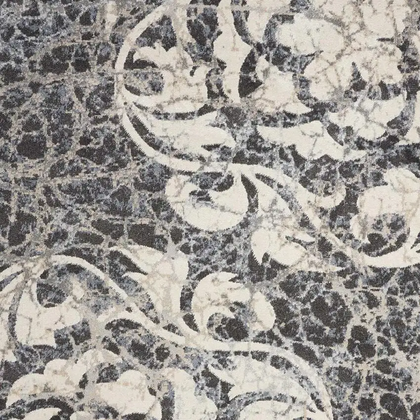 Beige Charcoal and Cream Animal Print Distressed Non Skid Area Rug Photo 1