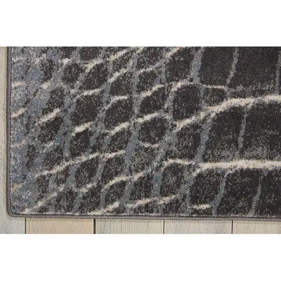 Beige Charcoal and Cream Animal Print Distressed Non Skid Area Rug Photo 8